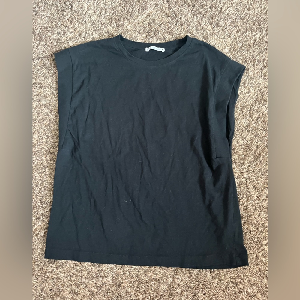 Zara Black Sleeveless T-Shirt